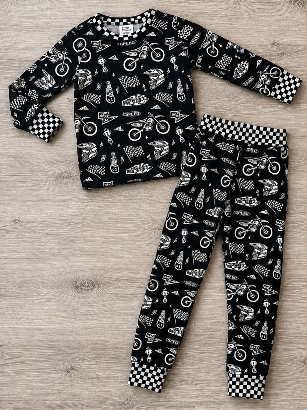 NWT Strictly Wild Lightning Speed Bamboo Pajama Set 2T Dirt Bike Moto